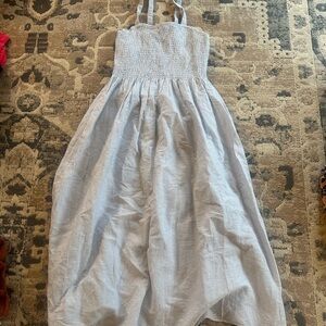 J. Crew Light Blue and White Striped Sundress with Smocking